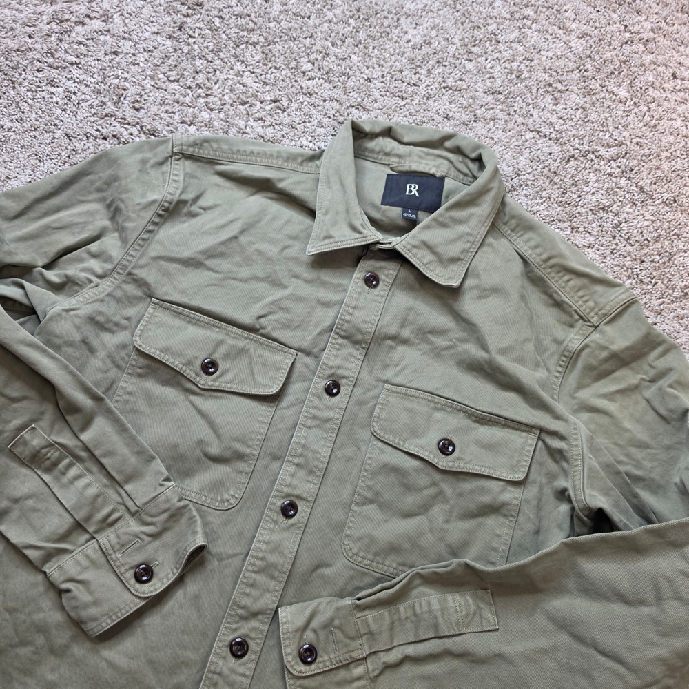 Banana Republic Utility Shirt Mens Large Olive Green Cotton Twill Military Work
